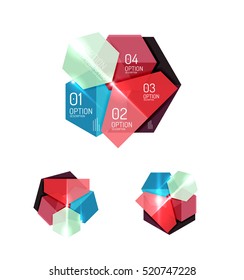 Abstract paper geometric infographic templates for business background, presentation or message with options and buttons