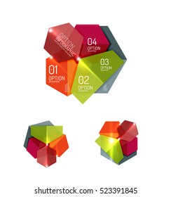 Abstract paper geometric infographic templates for business background, presentation or message with options and buttons