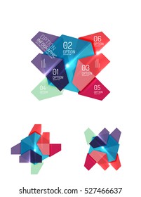 Abstract paper geometric infographic templates for business background, presentation or message with options and buttons