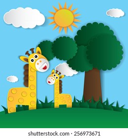 Abstract paper giraffe. Vector illustration.