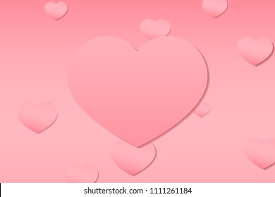 Abstract paper heart pink background , Banner mother day , valentine love illustration , vector