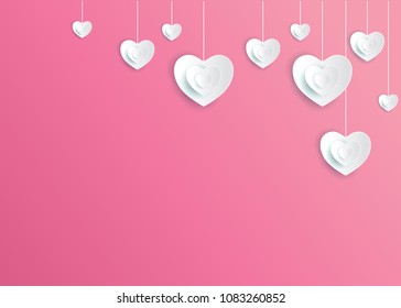 Abstract paper hearts. Love on a colorful background