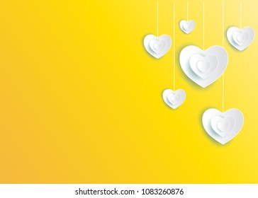 Abstract paper hearts. Love on a colorful background