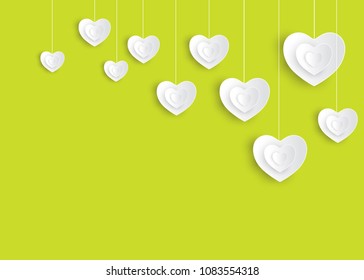 Abstract paper hearts. Love on a colorful background