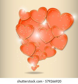 Abstract paper hearts. Love. Valentine background with hearts