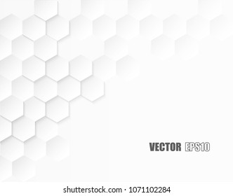 Abstract paper Hexagon, honeycomb white Background, light and shadow Vector