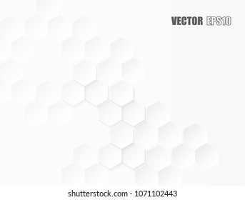 Abstract paper Hexagon, honeycomb white Background, light and shadow Vector