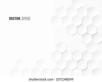 Abstract. paper Hexagon , honeycomb white Background ,light and shadow ,Vector