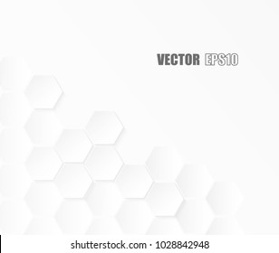 Abstract paper Hexagon white Background ,light and shadow ,Vector