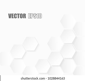 Abstract paper Hexagon white Background ,light and shadow ,Vector