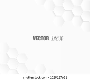 Abstract paper Hexagon white Background ,light and shadow ,Vector