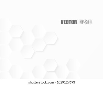 Abstract paper Hexagon white Background ,light and shadow ,Vector