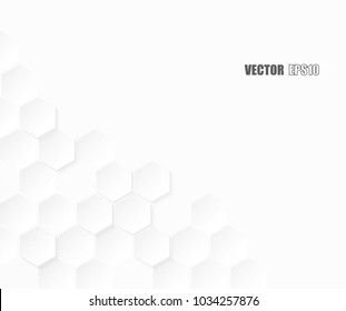 Abstract paper Hexagon white Background ,light and shadow ,Vector