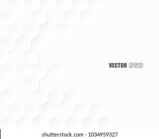 Abstract paper Hexagon white Background ,light and shadow ,Vector