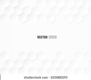 Abstract paper Hexagon white Background ,light and shadow ,Vector