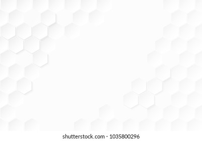 Abstract paper Hexagon white Background ,light and shadow ,Vector