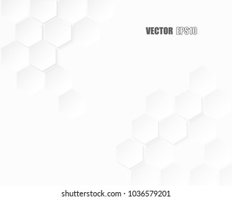 Abstract paper Hexagon white Background ,light and shadow ,Vector