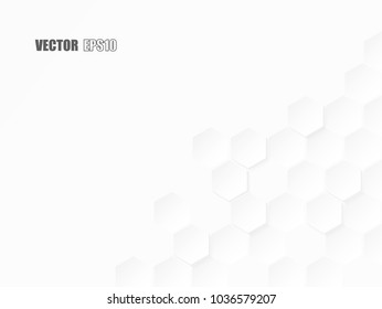 Abstract paper Hexagon white Background ,light and shadow ,Vector