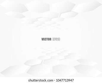 Abstract paper Hexagon white Background ,light and shadow ,Vector

