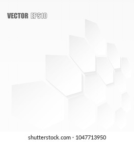 Abstract paper Hexagon white Background ,light and shadow ,Vector
