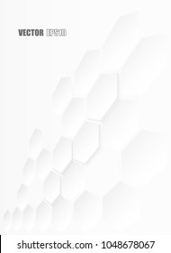 Abstract paper Hexagon white Background ,light and shadow ,Vector
