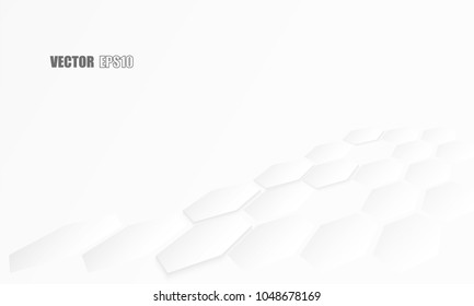 Abstract paper Hexagon white Background ,light and shadow ,Vector
