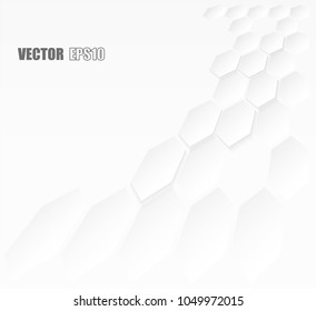 Abstract paper Hexagon white Background ,light and shadow ,Vector
