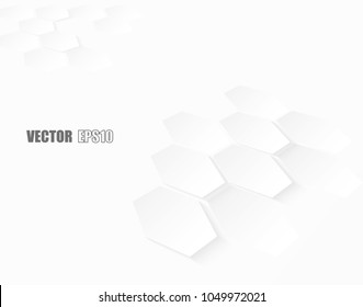 Abstract paper Hexagon white Background ,light and shadow ,Vector
