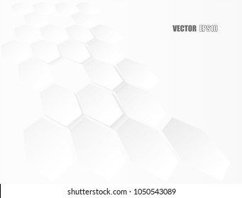 Abstract paper Hexagon white Background ,light and shadow ,Vector
