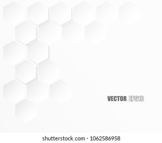 Abstract paper Hexagon white Background ,light and shadow ,Vector