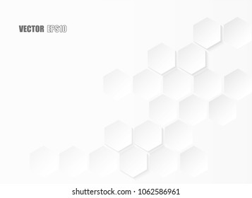 Abstract paper Hexagon white Background ,light and shadow ,Vector