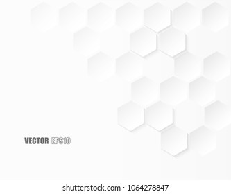 Abstract paper Hexagon white Background ,light and shadow ,Vector