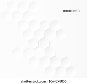 Abstract paper Hexagon white Background ,light and shadow ,Vector