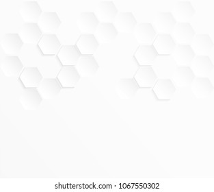 Abstract paper Hexagon white Background ,light and shadow ,Vector