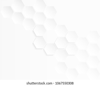 Abstract paper Hexagon white Background ,light and shadow ,Vector