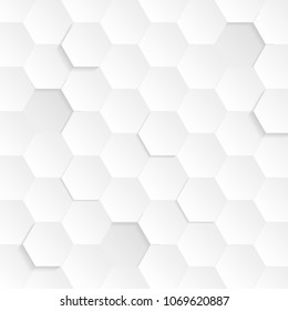 Abstract paper Hexagon white Background ,light and shadow ,Vector illustration