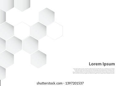 Abstract paper Hexagon white background  pattern with copy space. Premium Vector