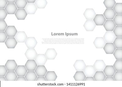 Abstract paper Hexagon white background  pattern with copy space. Premium Vector