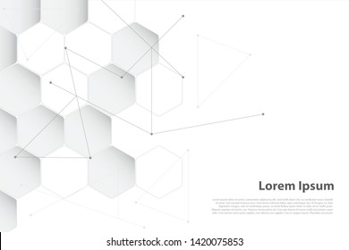 Abstract paper Hexagon white background  pattern with copy space. Premium Vector