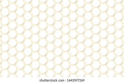 Abstract paper Hexagon white Background ,light and shadow ,Vector