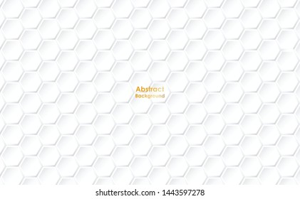 Abstract paper Hexagon white Background ,light and shadow ,Vector