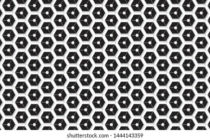 Abstract paper Hexagon white Background ,light and shadow .Vector