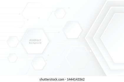 Abstract paper Hexagon white Background ,light and shadow .Vector