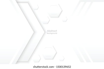Abstract paper Hexagon white Background ,light and shadow .Vector