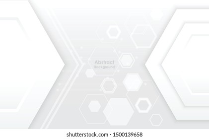 Abstract paper Hexagon white Background ,light and shadow .Vector