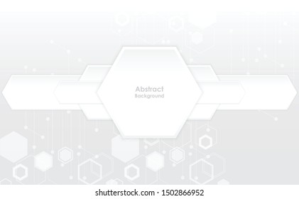 Abstract paper Hexagon white Background ,light and shadow .Vector