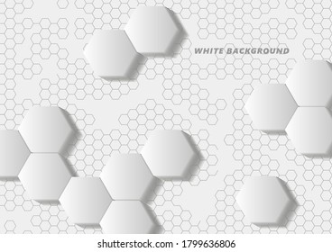 Papel abstracto Fondo blanco hexagonal, luz y sombra. Vector