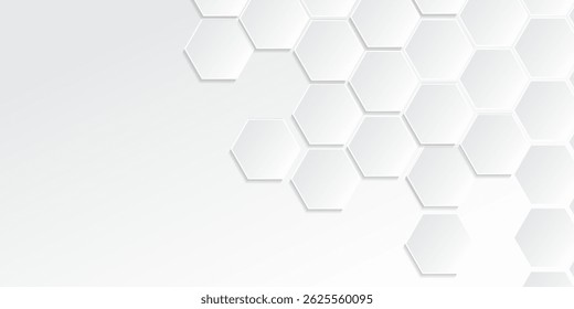 Abstraktes Papier Hexagon weißer Hintergrund, Licht und Schatten. Vektorgrafik