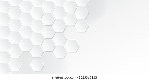 Abstraktes Papier Hexagon weißer Hintergrund, Licht und Schatten. Vektorgrafik