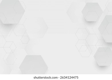 Abstraktes Papier Hexagon weißer Hintergrund, Licht und Schatten, Vektor